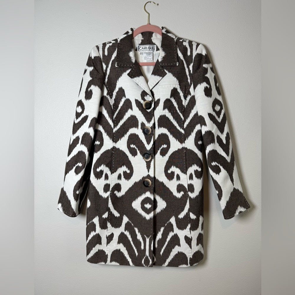 Carlisle Brown and White Patterned Blazer Jacket